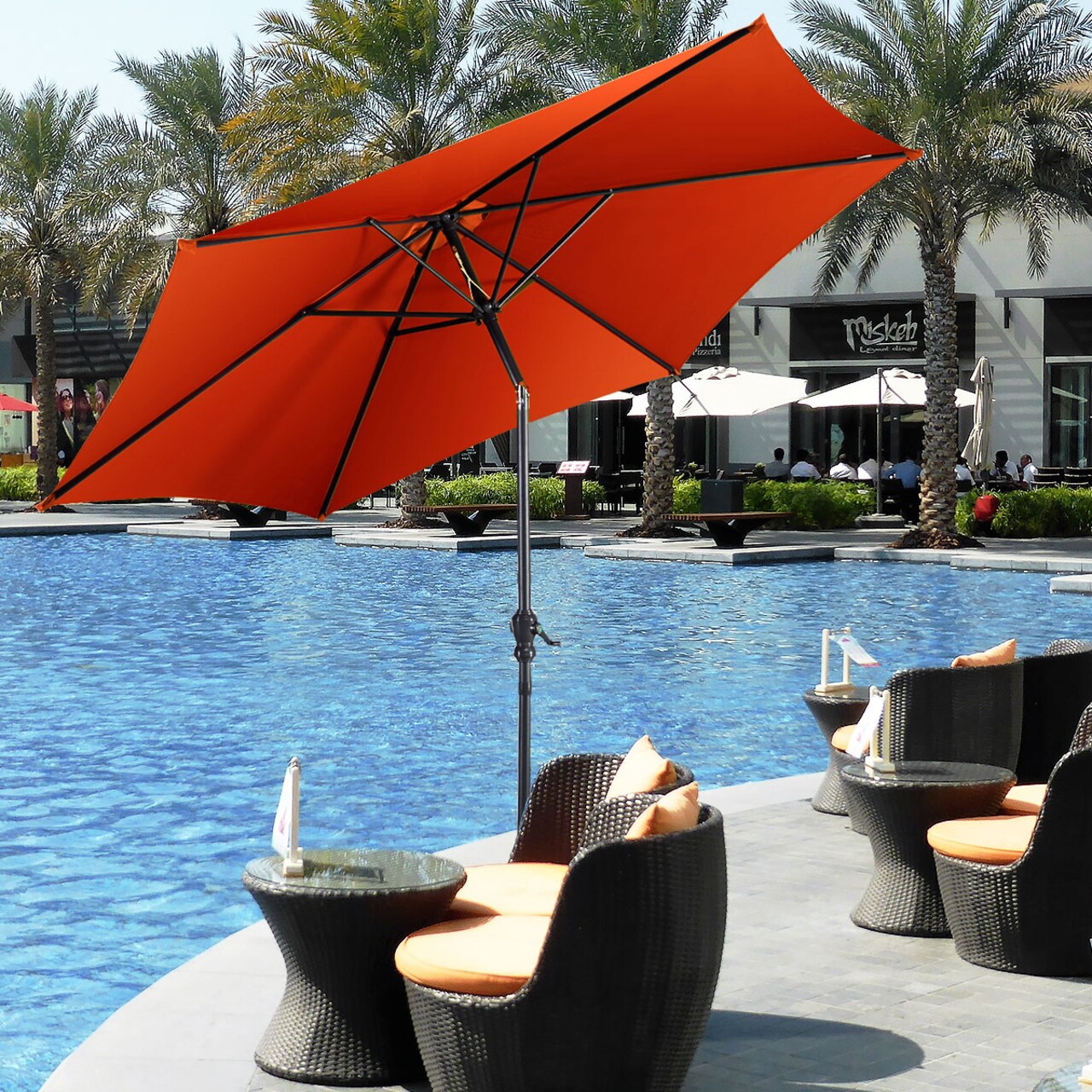 Costway 10 FT Patio Umbrella Patio Market Steel Tilt W/ Crank Outdoor Yard Garden